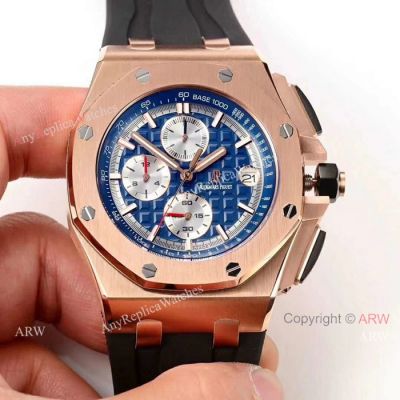 Fake Audemars Piguet For Sale - 44mm Rose Gold Blue Dial Men's Watch 